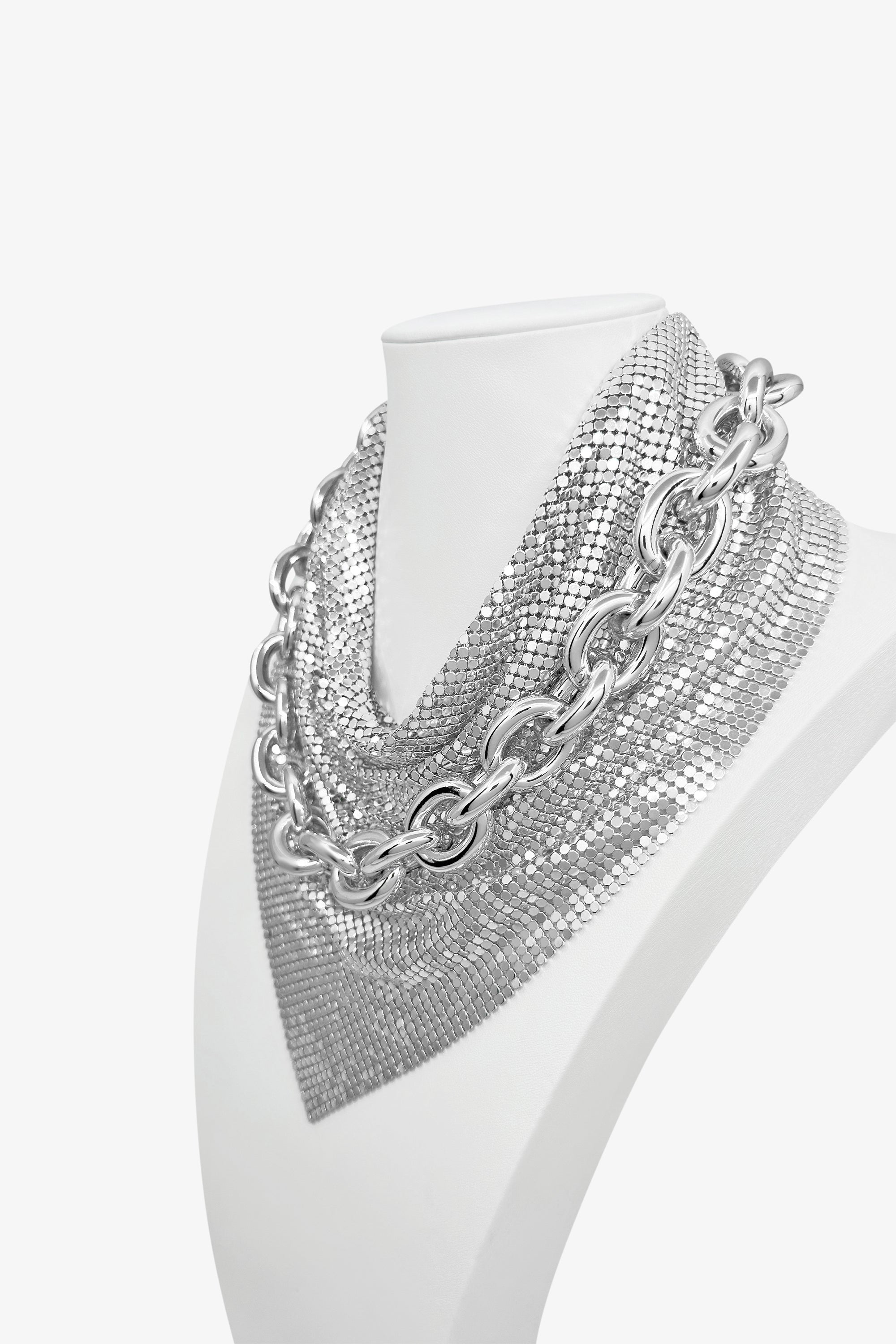 Chain Link Necklace and Bracelet Silver-Tone